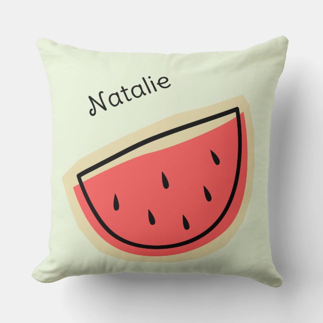 Nursery monogram l Pretty watermelon l Green Cushion (Front)