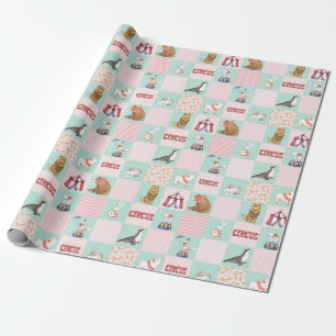 Nursery Patchwork Circus Pastell Pattern Wrapping Paper