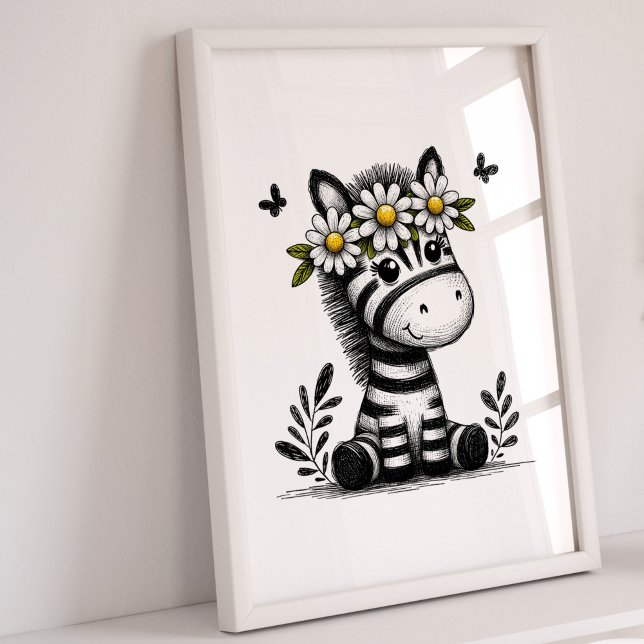 Nursery Prints | Zebra Animal Safari Girls (Zebra Nursery Art Print)