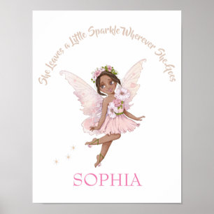Nursery Quote Cute Fairy Pink Dark Hair Poster