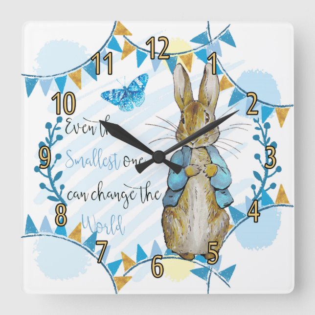 Nursery Rabbit and Bunting Clock (Front)