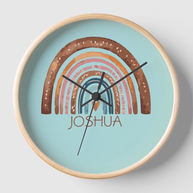 NURSERY RAINBOW BOYS NAME CLOCK (Front)