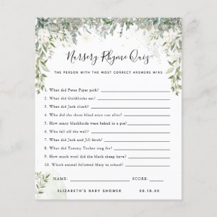 Nursery Rhyme Quiz Baby Shower Game