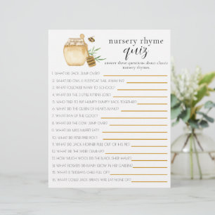 Nursery Rhyme Quiz Baby Shower Game Bee Theme