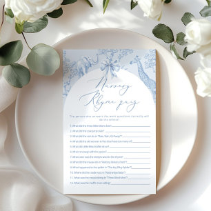 Nursery Rhyme Quiz Toile Safari baby shower game