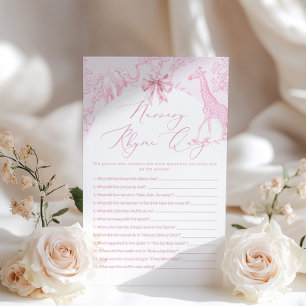 Nursery Rhyme Quiz Toile Safari baby shower game