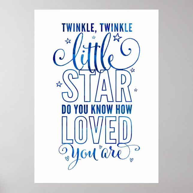 NURSERY RHYME twinkle, twinkle little star blue Poster (Front)