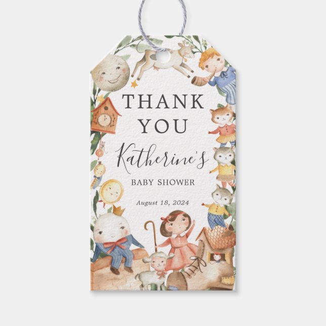 Nursery Rhymes Baby Shower Favour Tag (Front)