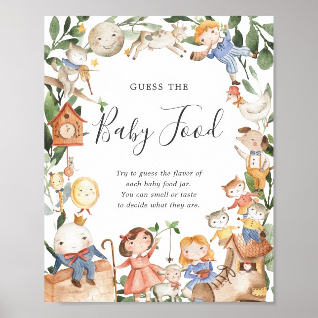 Nursery Rhymes Baby Shower Guess The Baby Food Poster (Front)