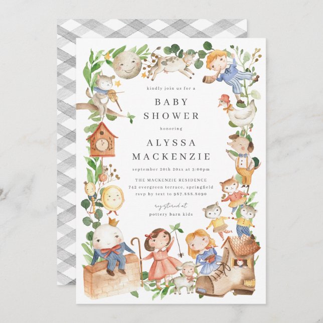 Nursery Rhymes Baby Shower Invitation (Front/Back)