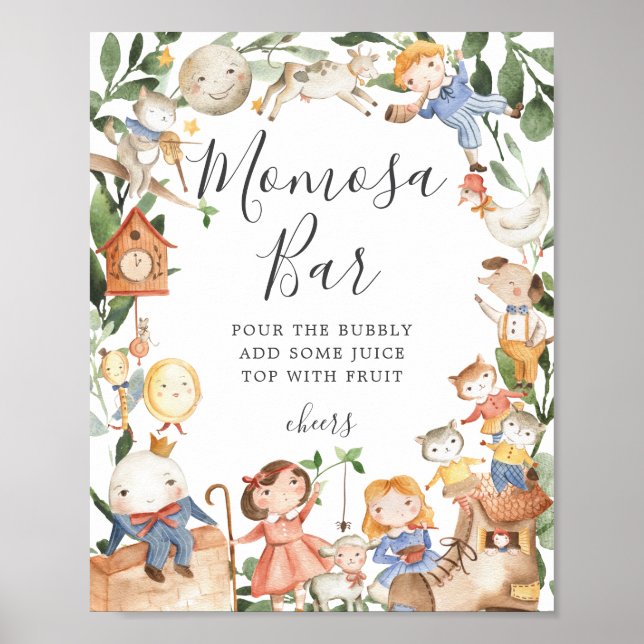 Nursery Rhymes Baby Shower Mimosa Bar Sign (Front)