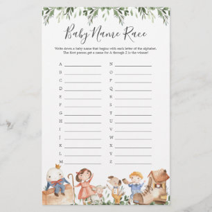 Nursery Rhymes Baby Shower Name Race Game