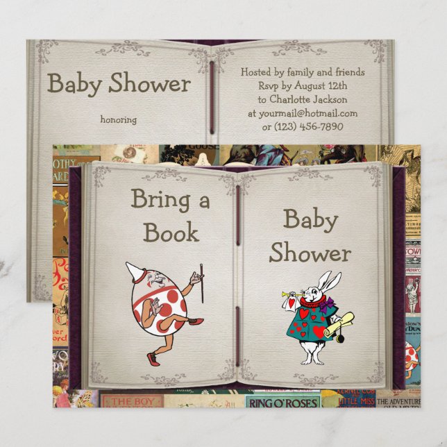 Nursery Rhymes Bring A Book Baby Shower Invitation (Front/Back)