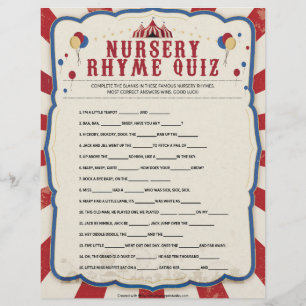 Nursery Rhymes Quiz [Circus Theme] Custom Letterhead