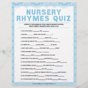 Nursery Rhymes Quiz [Luxury Lace [Blue]] Custom Letterhead