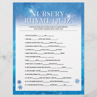 Nursery Rhymes Quiz [Snowy Blue] Custom Letterhead