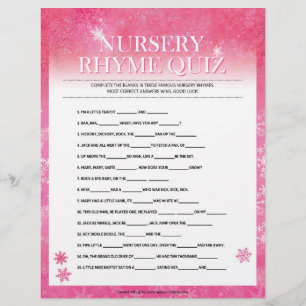 Nursery Rhymes Quiz [Snowy Pink] Custom Letterhead