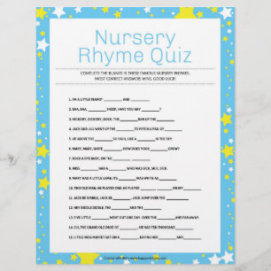 Nursery Rhymes Quiz [Starry Night Blue] Custom Letterhead