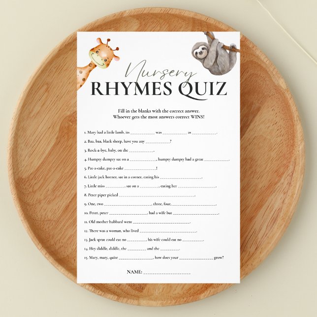 Nursery Rhymes Quiz Wild One Baby Shower Flyer (Creator Uploaded)