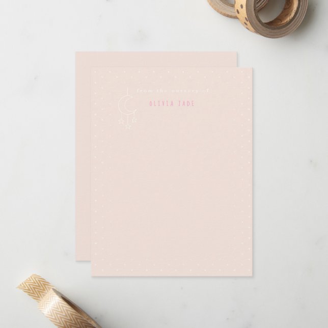 Nursery stationery baby pink cute Note Card (Front/Back In Situ)