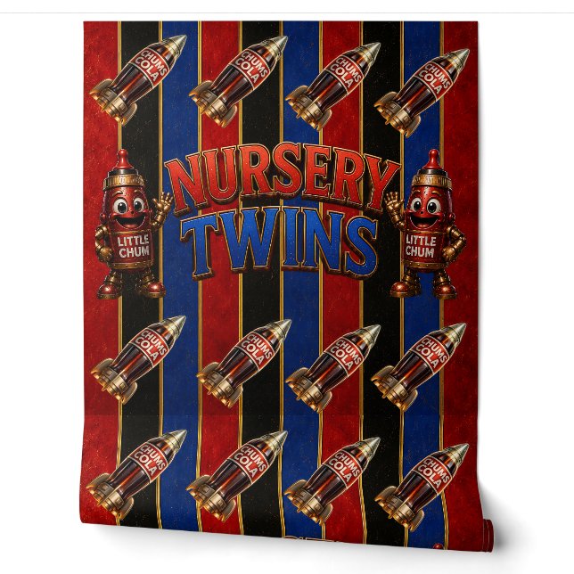 Nursery twins rocket nursery/nursery twins wallpaper (Unrolling)