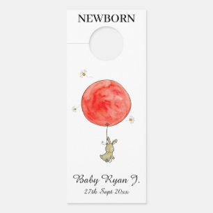 Nursery Wardrobe Divider - Newborn Rabbit+Balloon Door Hanger