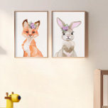 Nursery Watercolor Fox and Bunny<br><div class="desc">This design may be personalised by choosing the Edit Design option. You may also transfer onto other items. Contact me at colorflowcreations@gmail.com or use the chat option at the top of the page if you wish to have this design on another product or need assistance with this design. See more...</div>