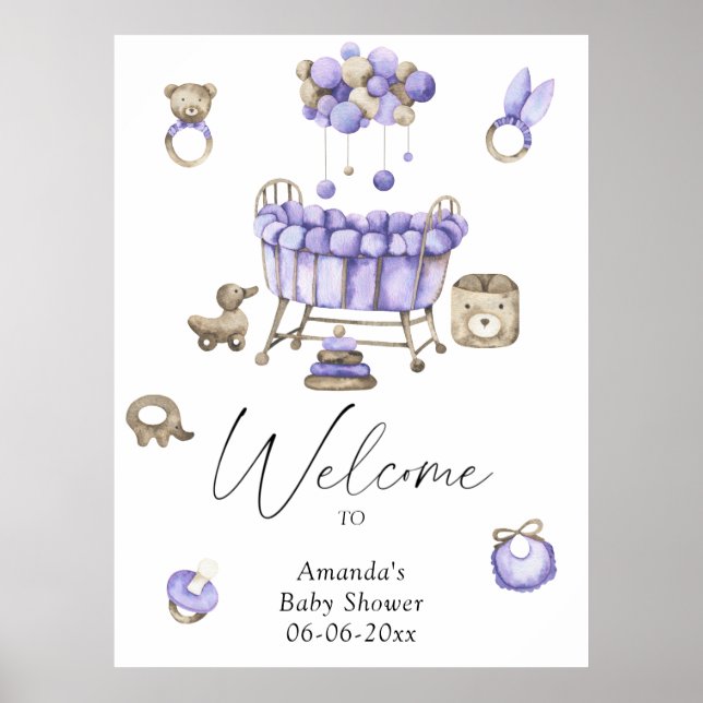 Nursery - welcome baby shower party poster (Front)