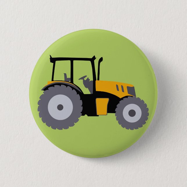 Nursery yellow tractor illustration dump truck 6 cm round badge (Front)