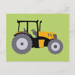 Nursery yellow tractor illustration dump truck postcard