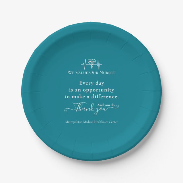 Nurses Appreciation Week Healthcare Symbol Bulk Paper Plate (Front)