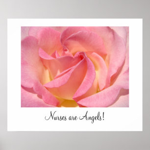 Nurses are Angels! art prints Pink Rose Flower