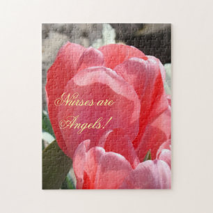 Nurses are Angels! gifts puzzles Pink Tulips