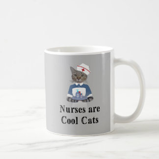 Nurses are Cool Cats Grey Funny Cat Coffee Mug