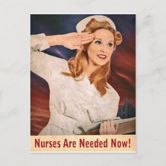 Nurses are needed now, vintage war propaganda postcard