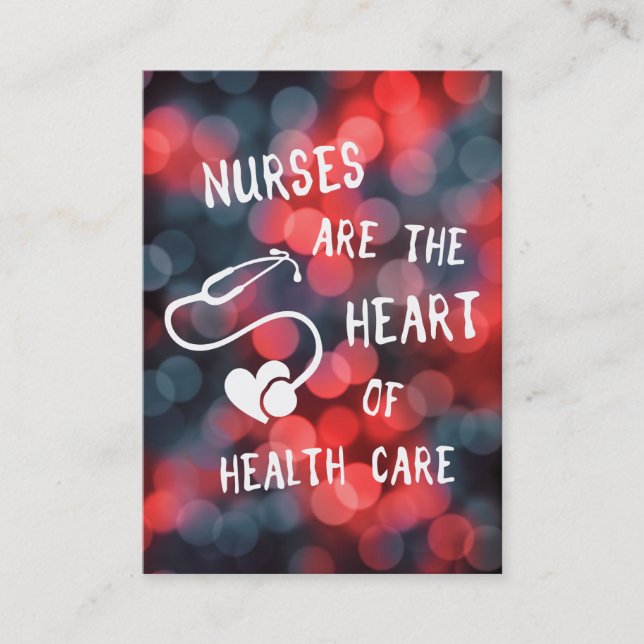 nurses are the heart of healthcare bokeh business card (Front)