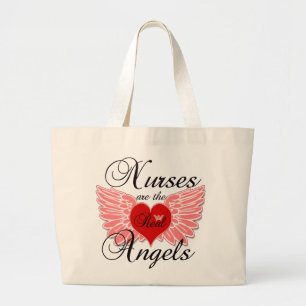 Nurses Are The Real Angels Large Tote Bag
