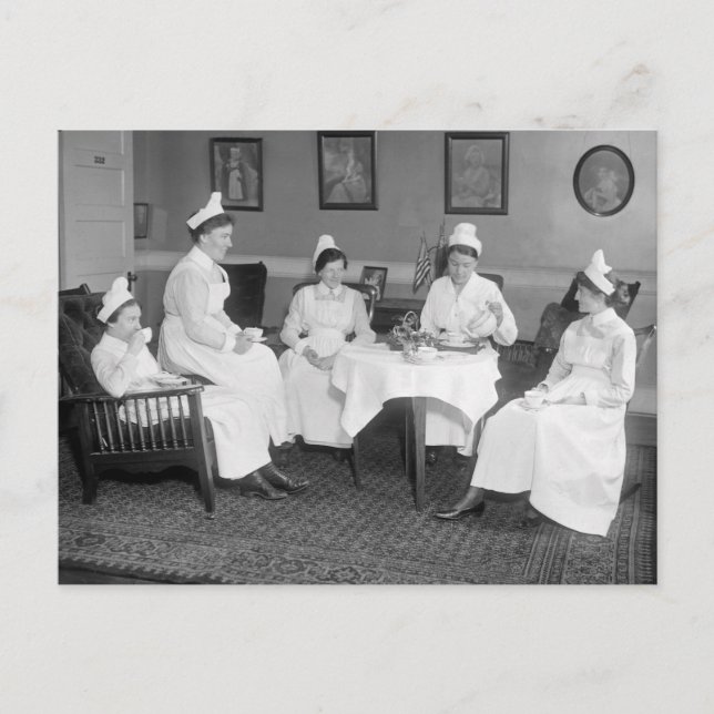 Nurses at Tea, early 1900s Postcard (Front)