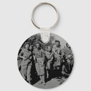 Nurses Beside Jeep WWII Key Ring