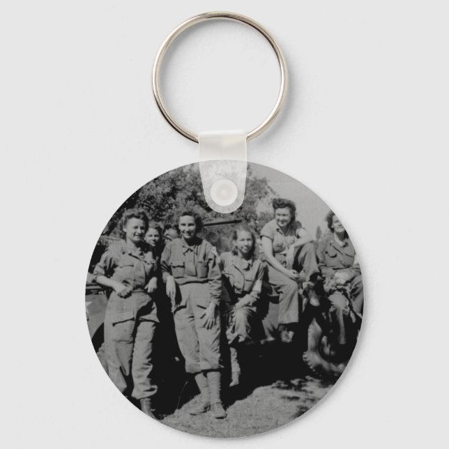 Nurses Beside Jeep WWII Key Ring (Front)
