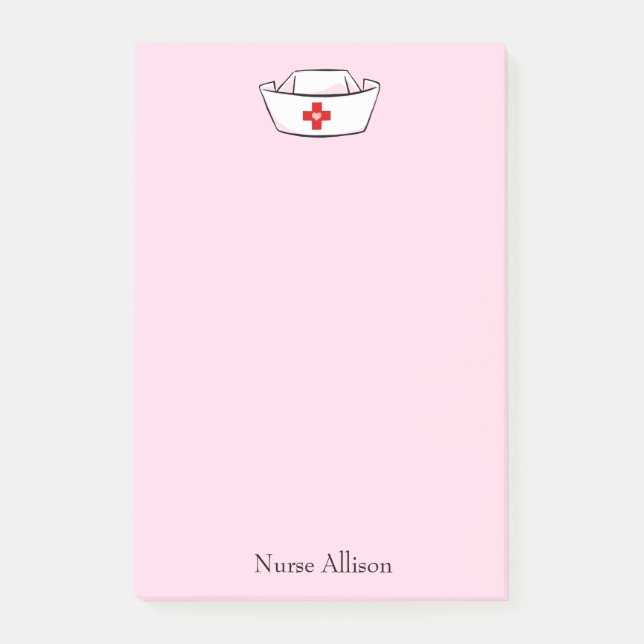 Nurse's Cap Add Name Pink 4x6 Post-it Notes (Front)