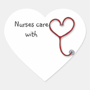 Nurses care with Heart - Nurses Gift - Personalise Sticker
