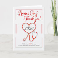 Nurses Day 2026 Thank You Red Heart Stethoscope