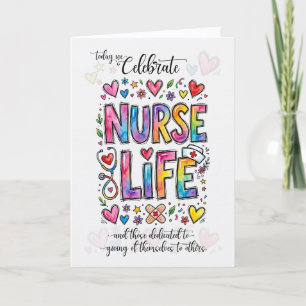 Nurses Day Celebrate Nurse Life Rainbow Typography Holiday Card