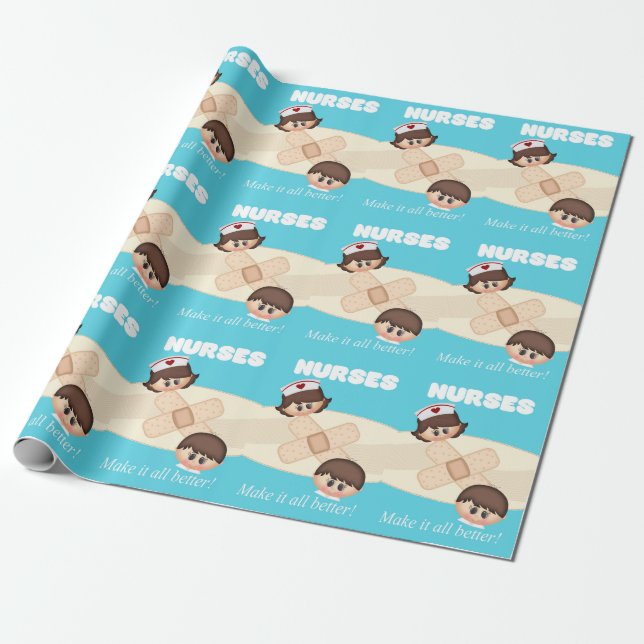 Nurses Day Gift Wrapping Paper (Unrolled)