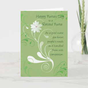 Nurses Day, Retired Nurse Thank You, Green Swirls You Card