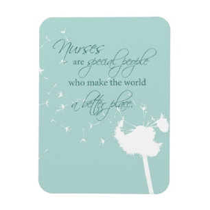 Nurses Day with Dandelion Blowing on Teal Magnet