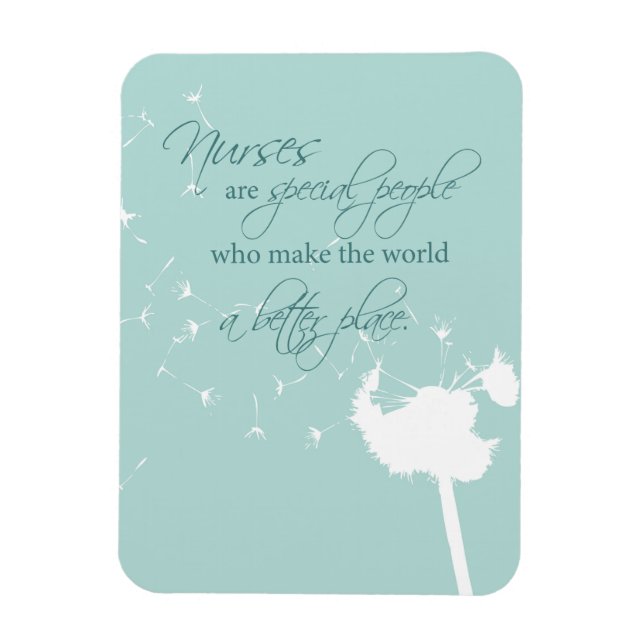 Nurses Day with Dandelion Blowing on Teal Magnet (Vertical)