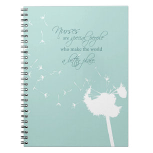 Nurses Day with Dandelion Blowing on Teal Spiral Notebook