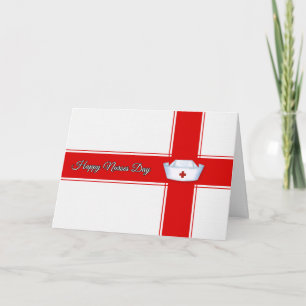 Nurses Day with Nurse's Cap in Red and White Card